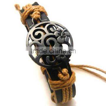 Handmade Flower Leather Wrap Bracelet