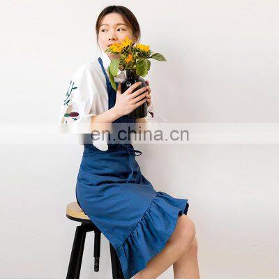 New Japanese Cotton Heavy Duty Custom Print Fashion Adult Florist Korea Work Ruffle Apron photo-4