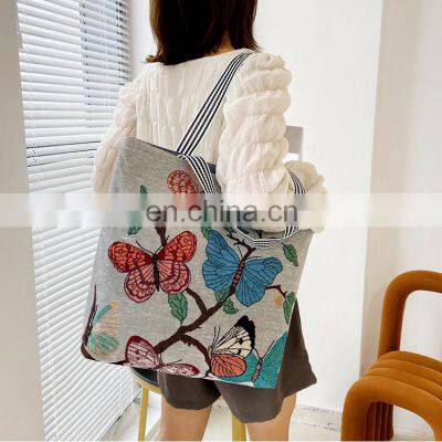 Latest Fashion Ladies Girls Print Zipper Christmas Gift Luxury Hand Women Tote Bag Cotton Canvas