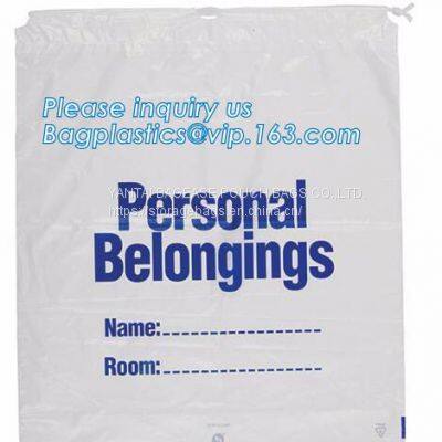 Biodegradable Drawstring Patient Belongings Bag,Manufacturer of Patient Belonging Bag with Rigid Handle OEM Available