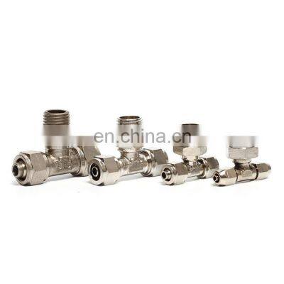 SNS KTB Series high quality pipe quick metal bite type male branch tee air pneumatic fittings