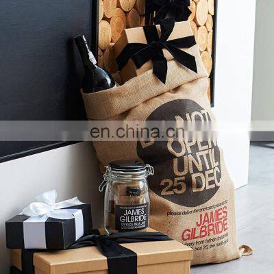 Customs Laminated Christmas Santa Sack Jute Gunny Sack Gift Burlap Santa Sack photo-5