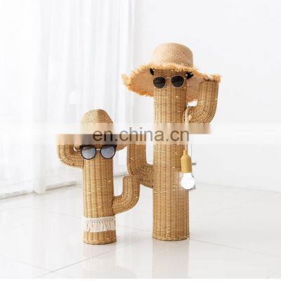 Hot Sale Decoration Woven Rattan Cactus Hanging Accessories Home Decor Handwoven Wholesale