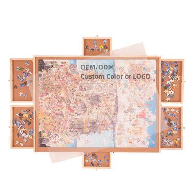 Wooden Jigsaw Puzzle Board Folding Table With Light With Sliding 4or6 Drawers Jigsaw 1000 Piece/1500pcs Foldable Puzzle Table photo-2