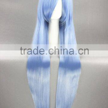 High Quality 100cm Long Straight Touhou Project-Hinanawi Tenshi Light Blue Synthetic Anime Wig Cosplay Hair Wig Party Wig photo-3