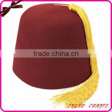 100% Sheep Wool Red Fez hats with Gold Tassel                        
                                                Quality Choice