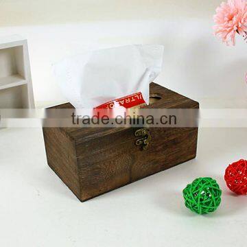 Antique wood household facial tissue paper box