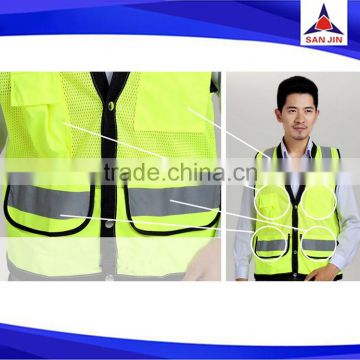 2 Pockets Neon Green Safety Vest with Reflective Strips