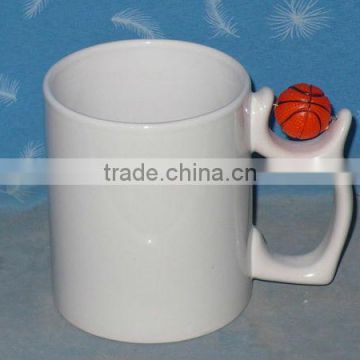 11oz sublimation coating blank football handle mugs