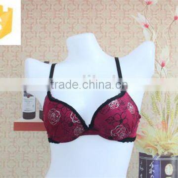 2016 sexy fuchsia/black flower pattern under bra