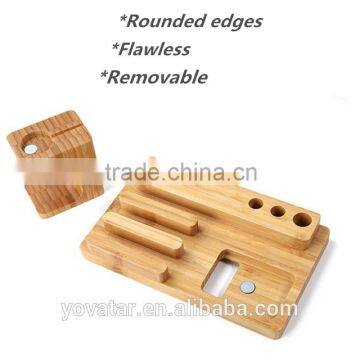 Multi-Functional Watch Holder Stand Wooden Smartphone Mount With Charging Slot photo-6