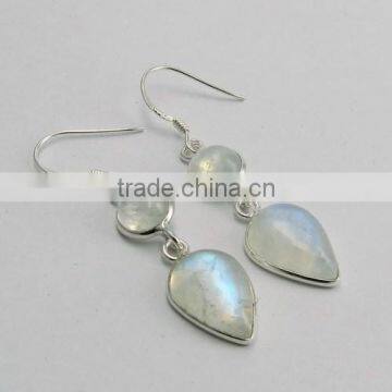 Tropical Beauty Rainbow Moonstone 925 Sterling Silver Earring