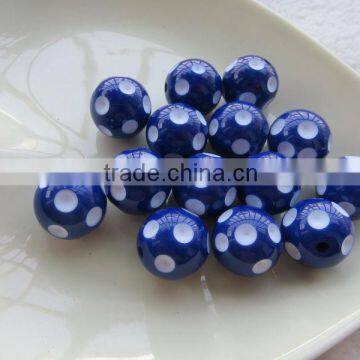 Fashion Wholesales Royal Blue 20mm Gumball Bubble Polka Dot Beads for chunky bead necklace for little girl