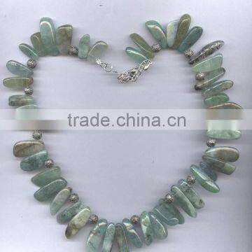 Hot seller necklace aquamarine special chips necklace with bracelet and earring