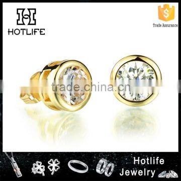 2016 New Wholesale Fashion Jewelry Ladies Earrings Designs Clear Crystal Gold Earring