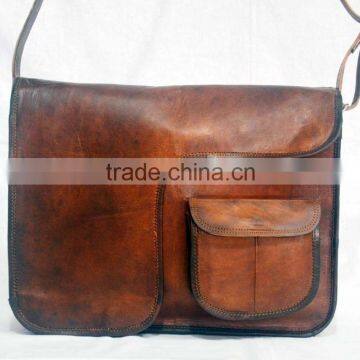 Real Goat Leather Vintage Shoulder Bag Briefcase