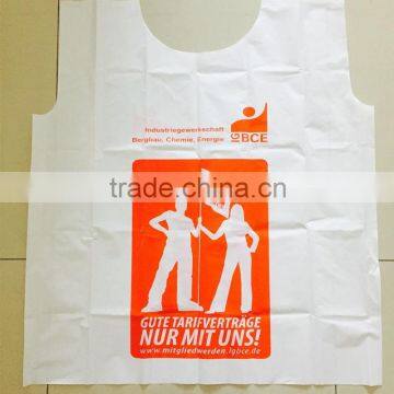 Disposable waterproof PE vest for promotion/events with customer logo print