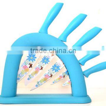 toy butterfly knife with flower printing in block