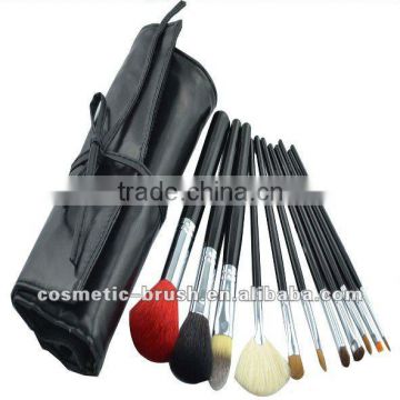 New arrival professional travel convenient high quality 11pcs goat hair black cosmetic make up brush sets