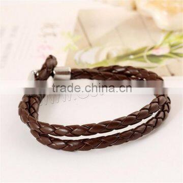 Cowhide Bracelets, zinc alloy clasp, platinum color plated, 2-strand, 5mm, Length:Approx 8.2 Inch, Sold By Strand