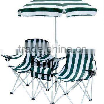 Personalized Vacation Double Beach Chair With Umbrella Combo/Cooler and Magazine Bag