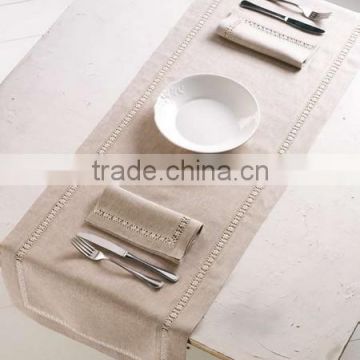 Hand hemstitch natural linen table runner