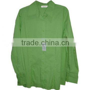 Wholesale 100% Cotton Poplin Green Ladies' Blouse