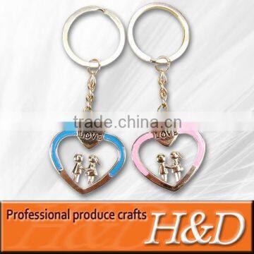 metal love shape cute design couple keychains