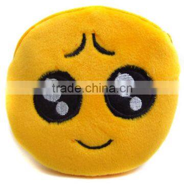 YiWu cheap emotion icon plush material round shape cute coin purse