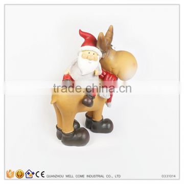 Resin Christmas Santa Claus on Reindeer Santa Riding A Horse