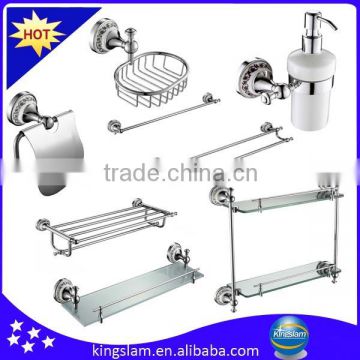 luxury hotel 8 parts bathroom hardware sets with soap dispenser,towel bar,tissue holder ,tumbler holder