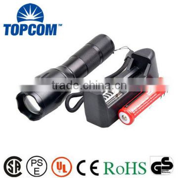 5 Level Of Zooms Aluminium Alloy Body Rechargeable LED High Power Flashlight