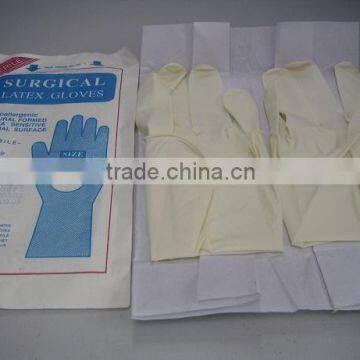 Textured latex surgical gloves