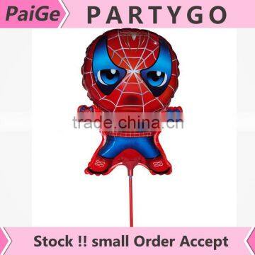 Wholesale Spiderman Balloons air foil Balloon stick For Kids Toys Jump Type 14.5inch Balloon