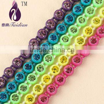 rhinestone beaded trim,neon rhinestone banding