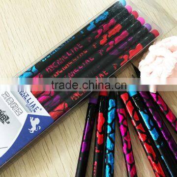 Standard size round shape black wood HB pencil sharpened with heat rolling laser logo