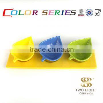 customized leaf shaped condiment bowl with saucer 2016