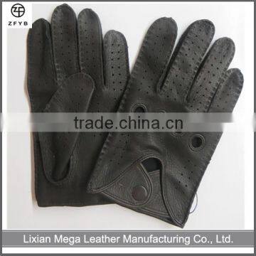 High quality mens dark brown deerskin leather hand motorcycle gloves in baoding