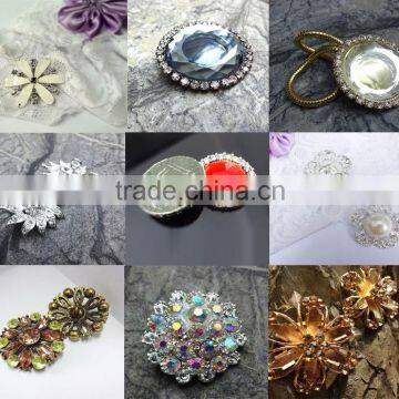 Rhinestone metal button with shank flower shape crystal fashion silver cheap garment decoration DIY crafts wholesale for wedding