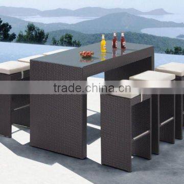 Outdoor Furniture Rattan Wicker Bar Table And Bar Stools FO-T005