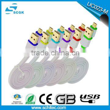 Colorful reversible flat usb data cable for samsung