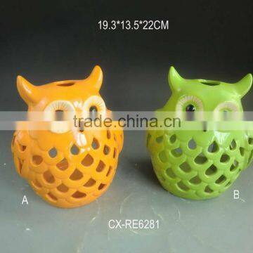 ceramic owl shape hanging solar lantern