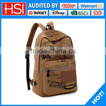 front pocket design cotton fabric canvas backpack