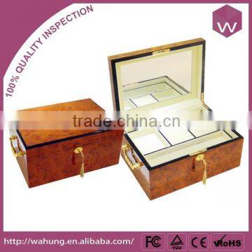 Antique Wood Carved Jewellery Box & Portable Wooden Jeweled Gift Box Case