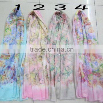 Hangzhou Flower Printed Silk Scarf 110*180cm Silk Scarf Twill photo-3