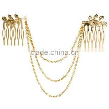 Top selling delicate women metal alloy leaf bridal hair comb