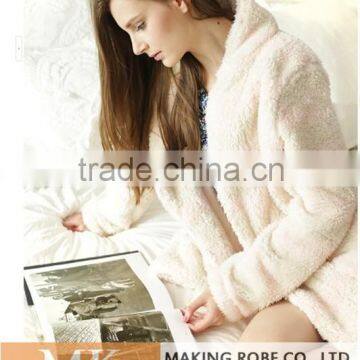High Water Absorbency Women Fleece Stripe Robe /Bathrobe photo-4