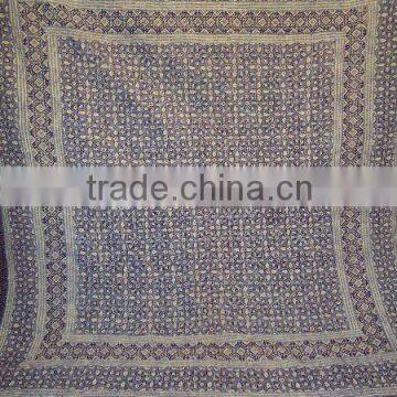 INDIAN BLOCK PRINT HAND QUILTED KANTHA THROW