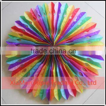 Large Rainbow Tissue paper Fan Honeycomb Party Round Hanging Decoration