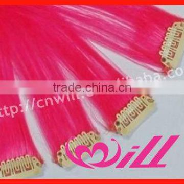 High Quality Pretty Easy Clips Hair Extensions Hot Pink Cheap 1 pc Clip in Hair Extension Human Hair Extension